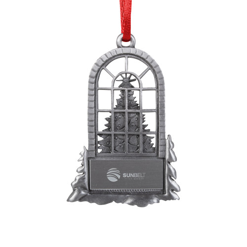 Pewter Tree in Window Ornament-Sunbelt Title Agency Engraved