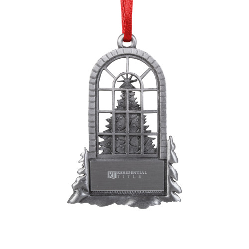 Pewter Tree in Window Ornament-Residential Title Agency Engraved