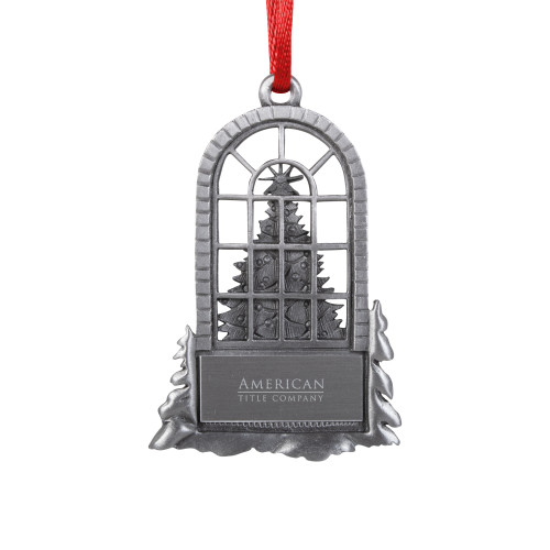 Pewter Tree in Window Ornament-American Title Company Engraved