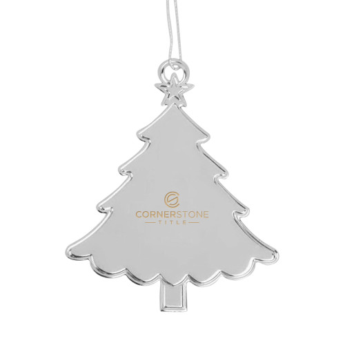 Silver Tree Ornament-Corner Stone Title Company Engraved