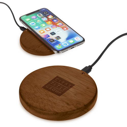 Bora Wooden Wireless Charging Pad-Clear Title Group Engraved