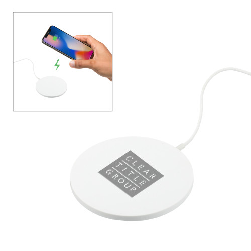 Ultra Thin Wireless White Charging Pad-Clear Title Group Engraved