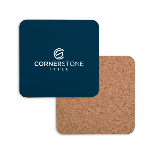 Hardboard Coaster w/Cork Backing-Corner Stone Title Company