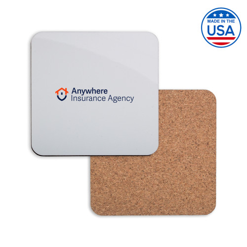 Hardboard Coaster w/Cork Backing-Anywhere Insurance Agency