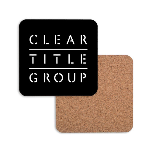 Hardboard Coaster w/Cork Backing-Clear Title Group