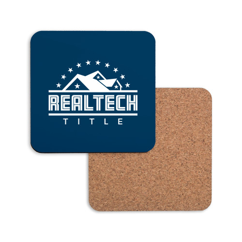 Hardboard Coaster w/Cork Backing-Real Tech Title