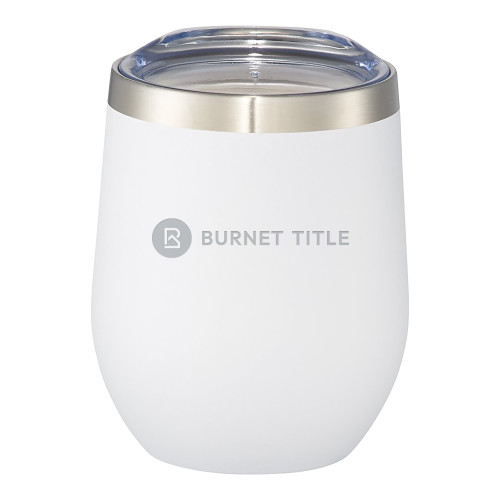 Corzo Vacuum Insulated White Cup 12oz-Burnet Title Engraved