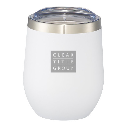 Corzo Vacuum Insulated White Cup 12oz-Clear Title Group Engraved