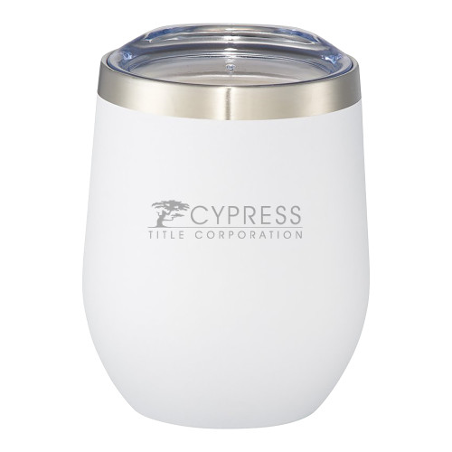 Corzo Vacuum Insulated White Cup 12oz-Cypress Title Corporation Engraved