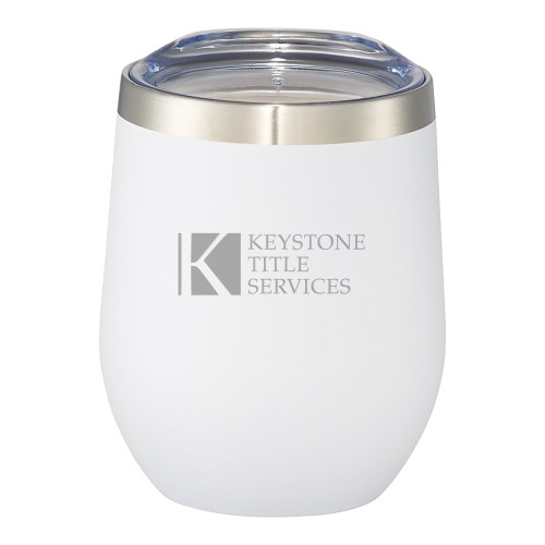 Corzo Vacuum Insulated White Cup 12oz-Keystone Title Services Engraved
