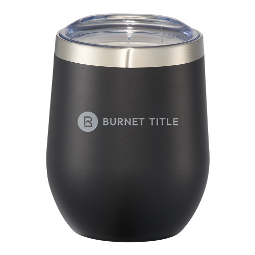 Corzo Vacuum Insulated Black Cup 12oz-Burnet Title Engraved