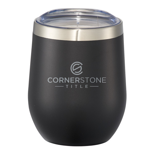 Corzo Vacuum Insulated Black Cup 12oz-Corner Stone Title Company Engraved