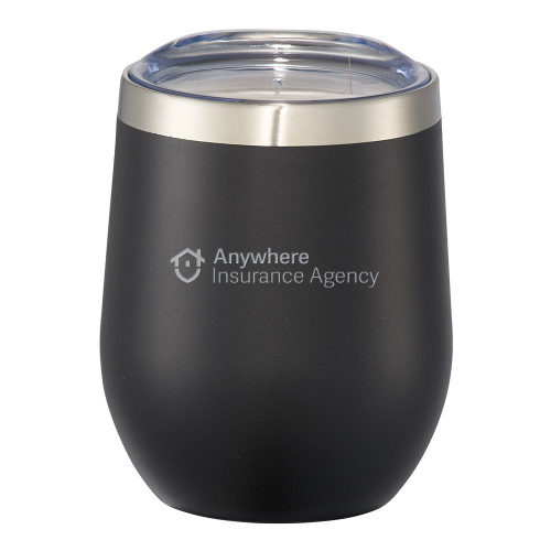 Corzo Vacuum Insulated Black Cup 12oz-Anywhere Insurance Agency Engraved