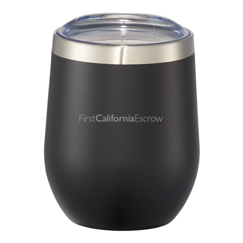 Corzo Vacuum Insulated Black Cup 12oz-First California Escrow Engraved