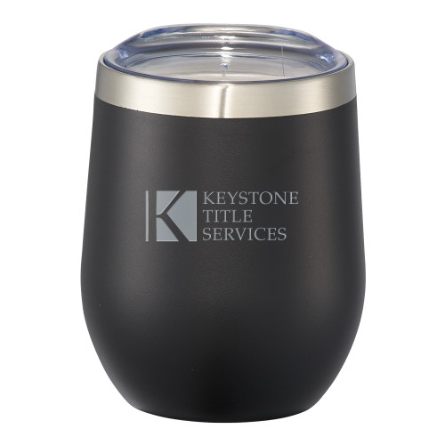 Corzo Vacuum Insulated Black Cup 12oz-Keystone Title Services Engraved