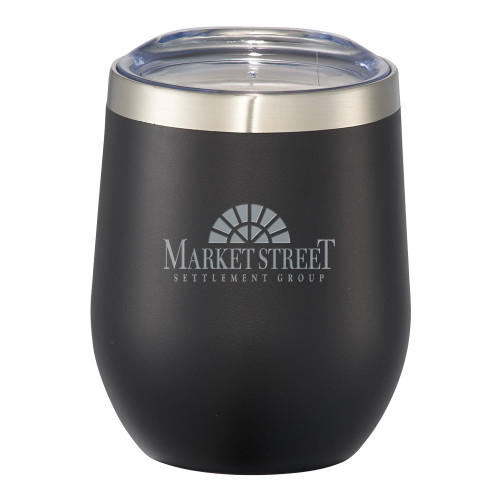 Corzo Vacuum Insulated Black Cup 12oz-Market Street Settlement Group Engraved
