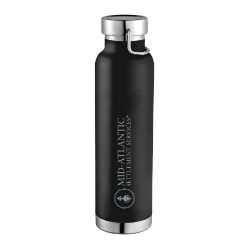 Thor Copper Vacuum Insulated Black Bottle 22oz-Mid-Atlantic Settlement Services Engraved