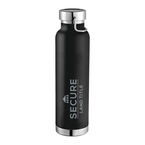 Thor Copper Vacuum Insulated Black Bottle 22oz-Secure Land Title Engraved