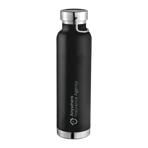Thor Copper Vacuum Insulated Black Bottle 22oz-Anywhere Insurance Agency Engraved