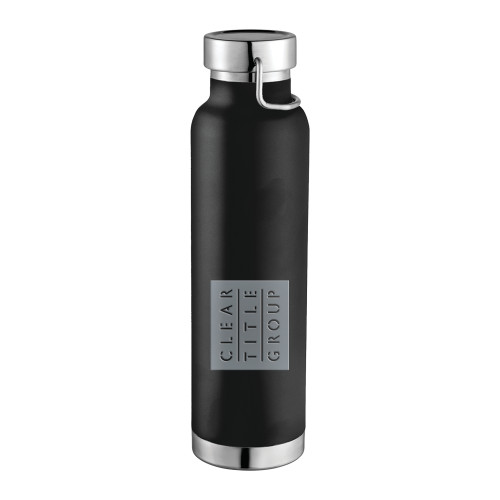 Thor Copper Vacuum Insulated Black Bottle 22oz-Clear Title Group Engraved