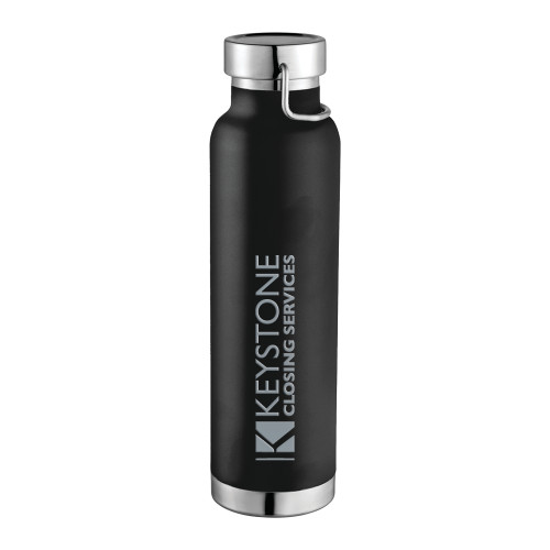 Thor Copper Vacuum Insulated Black Bottle 22oz-Keystone Closing Services Engraved