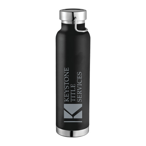 Thor Copper Vacuum Insulated Black Bottle 22oz-Keystone Title Services Engraved
