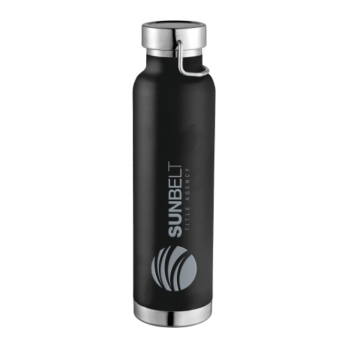 Thor Copper Vacuum Insulated Black Bottle 22oz-Sunbelt Title Agency Engraved