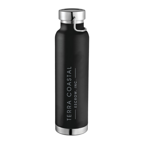 Thor Copper Vacuum Insulated Black Bottle 22oz-Terra Coastal Escrow Engraved