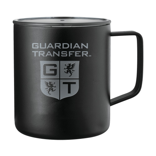 Rover Camp Vacuum Insulated Black Mug 14oz-Guardian Transfer Vertical Engraved