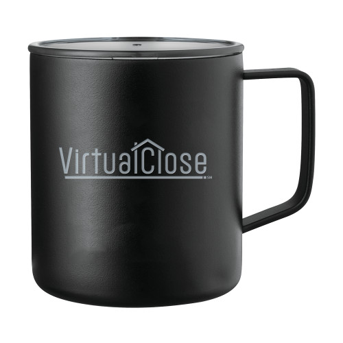 Rover Camp Vacuum Insulated Black Mug 14oz-Virtual Close Engraved