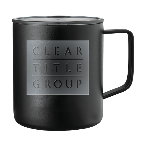 Rover Camp Vacuum Insulated Black Mug 14oz-Clear Title Group Engraved