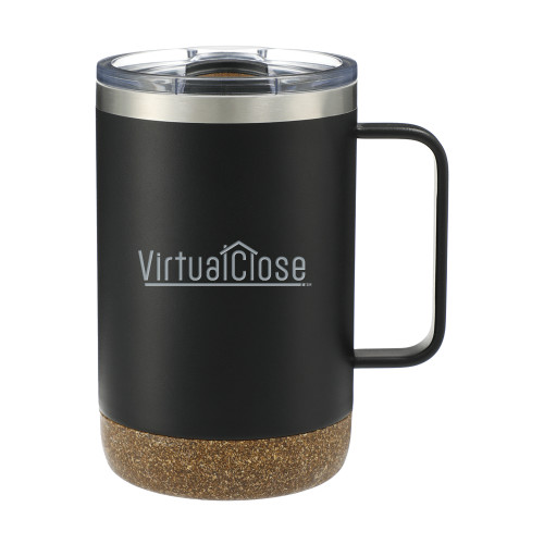 Valhalla Vacuum Insulated Camp Black Mug 14oz-Virtual Close Engraved