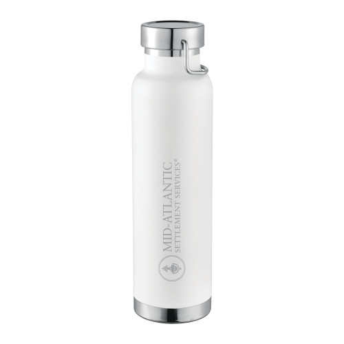 Thor Copper Vacuum Insulated White Bottle 22oz-Mid-Atlantic Settlement Services Engraved