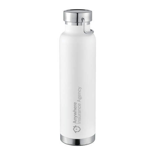 Thor Copper Vacuum Insulated White Bottle 22oz-Anywhere Insurance Agency Engraved