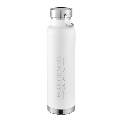 Thor Copper Vacuum Insulated White Bottle 22oz-Terra Coastal Escrow Engraved