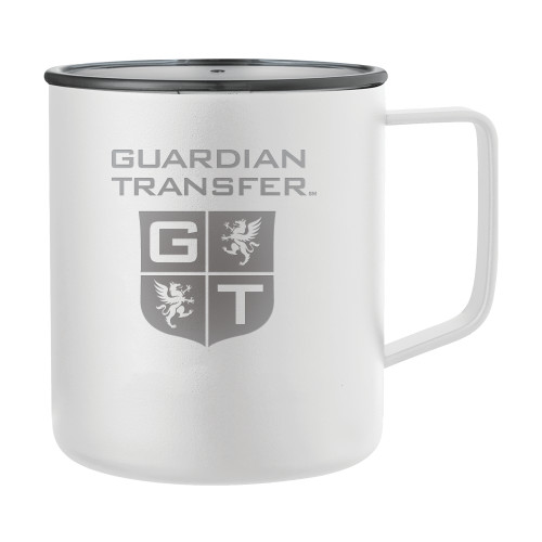 Rover Camp Vacuum Insulated White Mug 14oz-Guardian Transfer Vertical Engraved