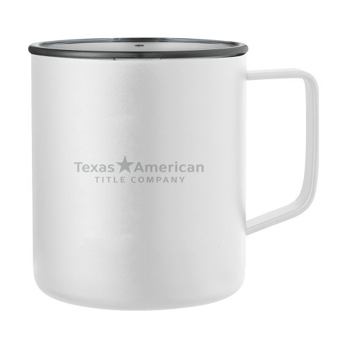 Rover Camp Vacuum Insulated White Mug 14oz-Texas American Title Engraved
