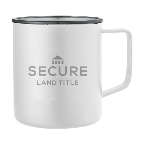 Rover Camp Vacuum Insulated White Mug 14oz-Secure Land Title Engraved
