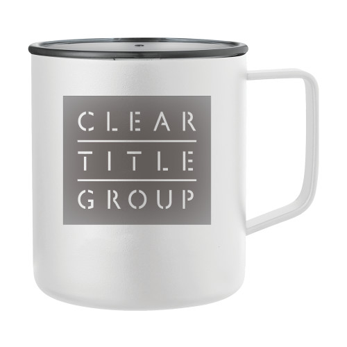 Rover Camp Vacuum Insulated White Mug 14oz-Clear Title Group Engraved