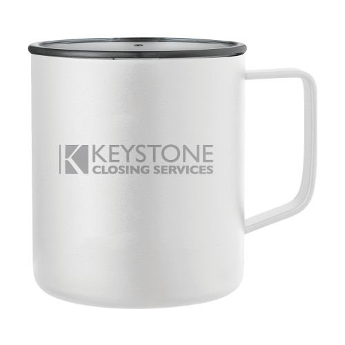 Rover Camp Vacuum Insulated White Mug 14oz-Keystone Closing Services Engraved