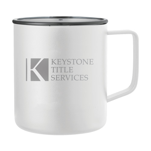 Rover Camp Vacuum Insulated White Mug 14oz-Keystone Title Services Engraved