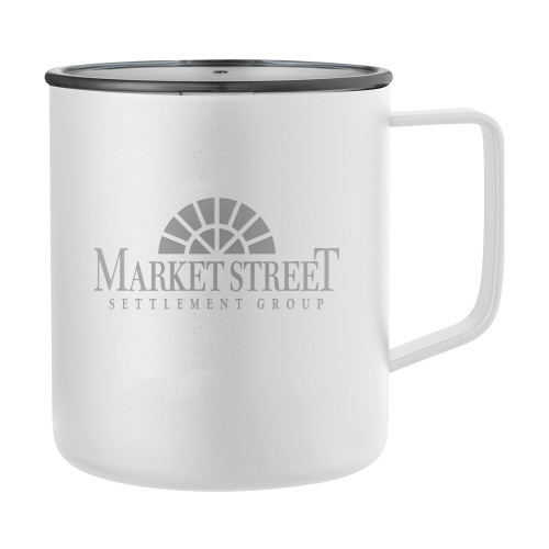 Rover Camp Vacuum Insulated White Mug 14oz-Market Street Settlement Group Engraved