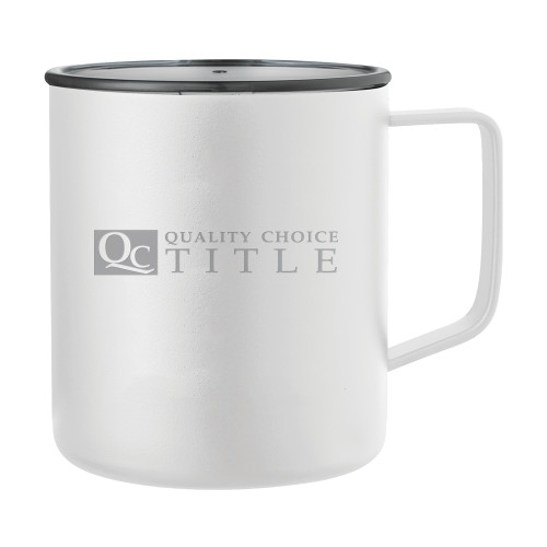 Rover Camp Vacuum Insulated White Mug 14oz-Quality Choice Title Engraved