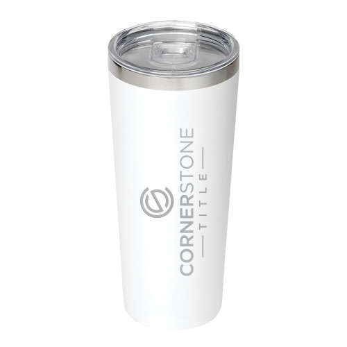 Thor Vacuum Insulated White Tumbler 22oz-Corner Stone Title Company Engraved