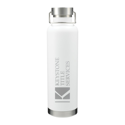 Thor Copper Vacuum Insulated White Bottle 32oz-Keystone Title Services Engraved