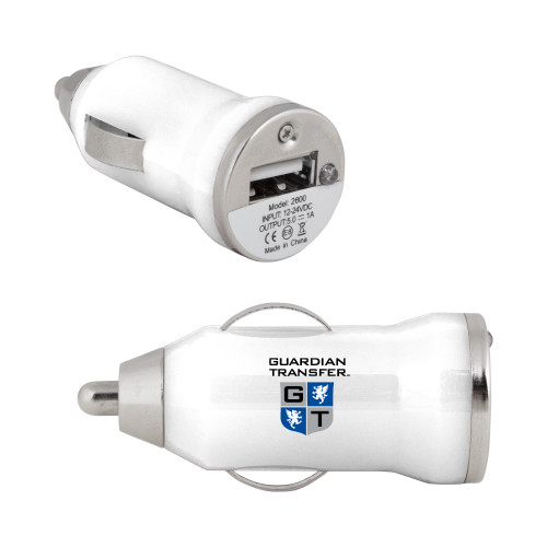 On the Go White Car Charger-Guardian Transfer Vertical