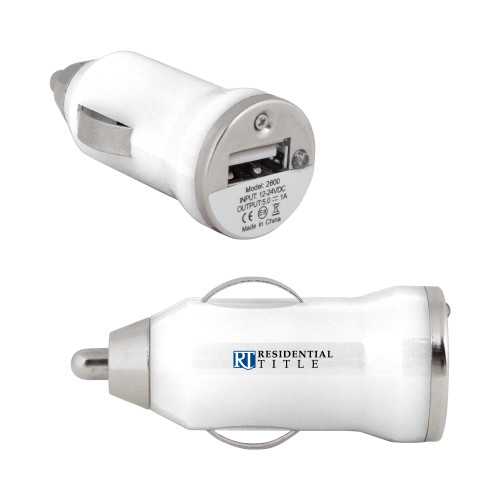 On the Go White Car Charger-Residential Title Agency
