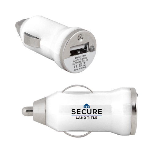 On the Go White Car Charger-Secure Land Title