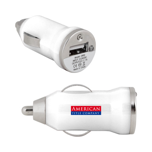 On the Go White Car Charger-American Title Company