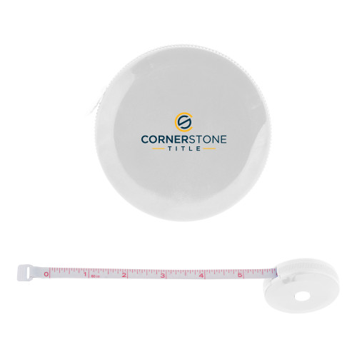 White Round Cloth 60 Inch Tape Measure-Corner Stone Title Company